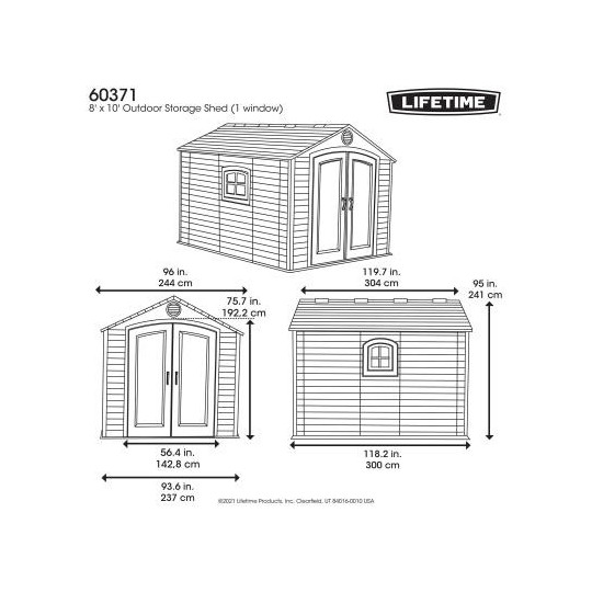 Lifetime 8 ft x 10 ft Outdoor Storage Shed 60371