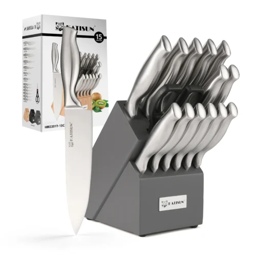 15 Pieces High Quality Chef Knife Set with Wooden Block