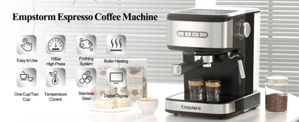 Dispatchersnest 01E 20 Bar Semi-Automatic Espresso Machine