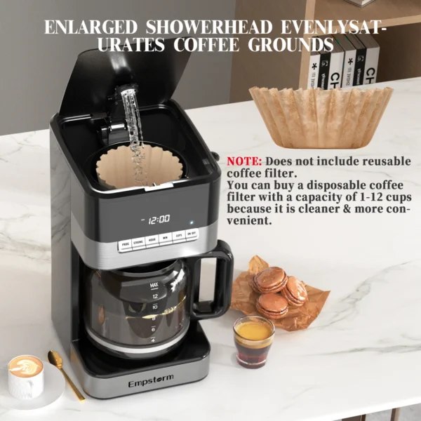 Electric Drip Coffee Maker 12 Cups Glass Housing