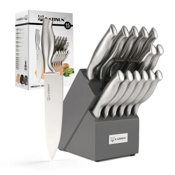 15 Pieces High Quality Chef Knife Set with Wooden Block
